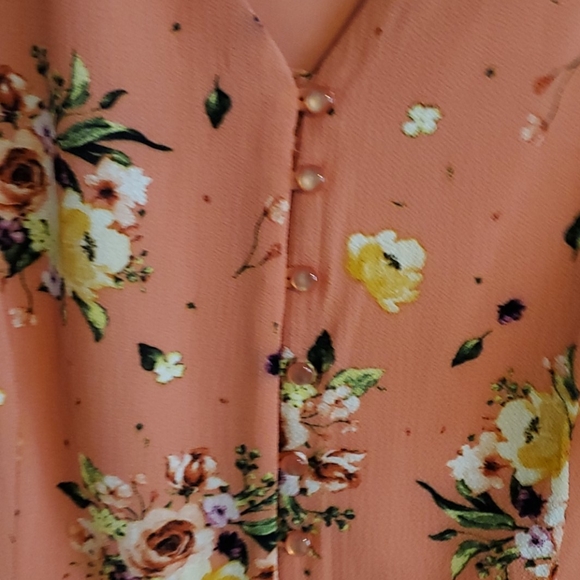 Peachy Floral A-line midi/knee length dress - Picture 3 of 4